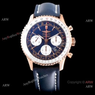 Breitling Navitimer 43mm Rose Gold Blue Face Watch Super Clone